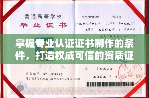 礼县掌握专业认证证书制作的条件，打造权威可信的资质证明